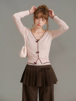 Bow Trim Knit Set