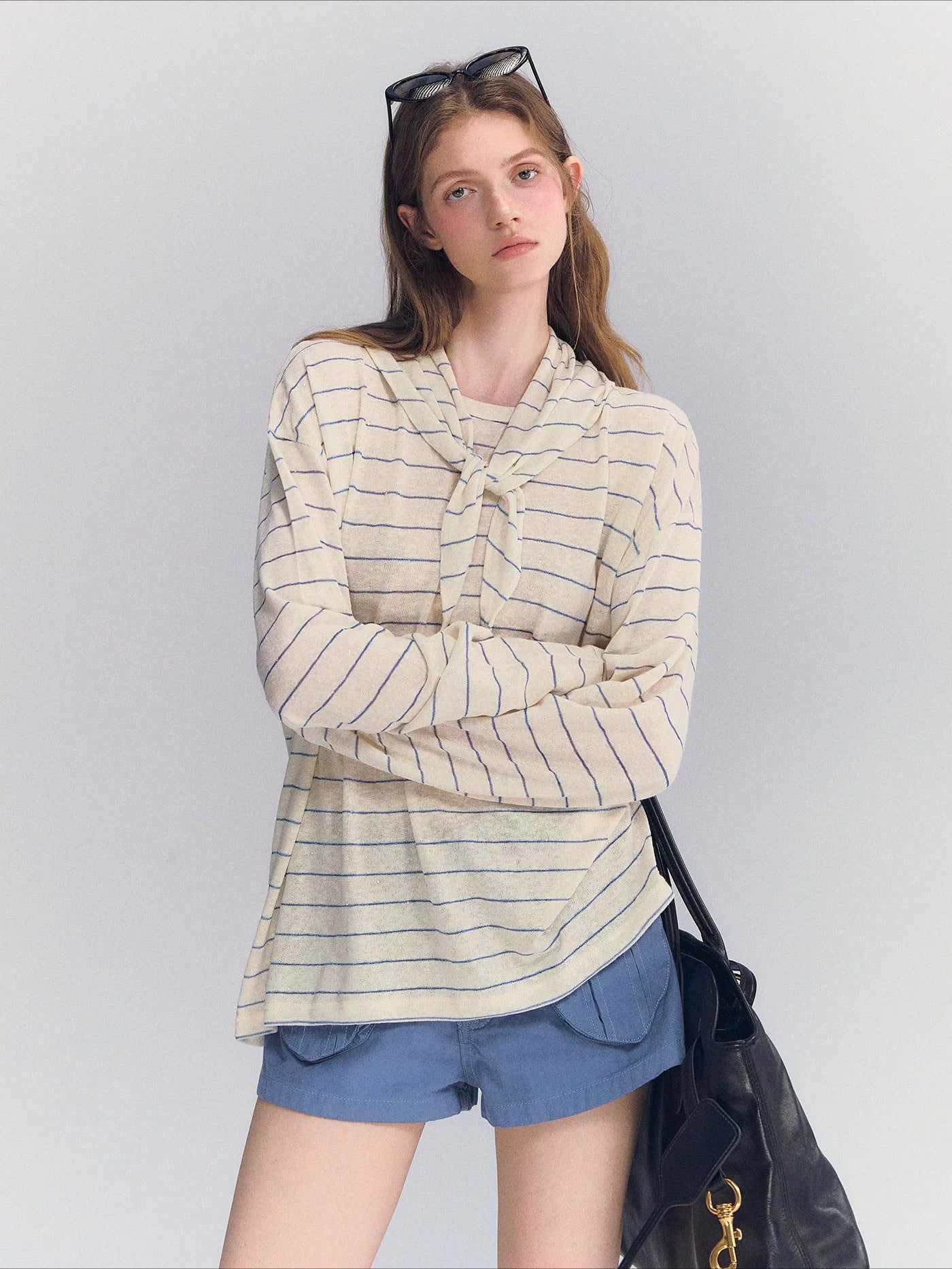 Rhinestone Stripe Long Sleeve Top