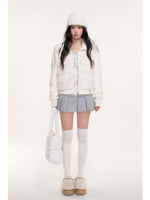 Faux Fur Knit Sleeve Down Jacket