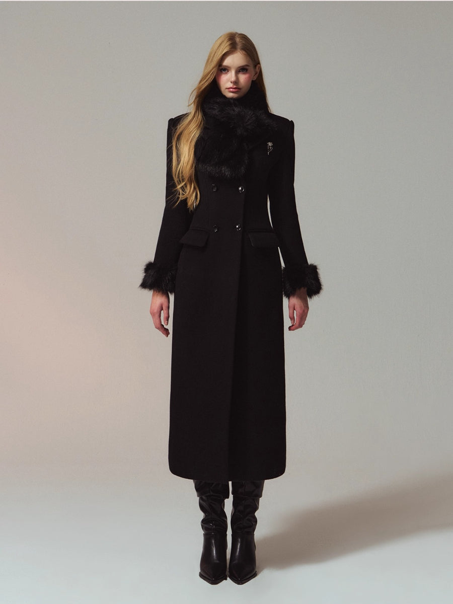 Merino Hourglass Double-Faced Wool Long Coat