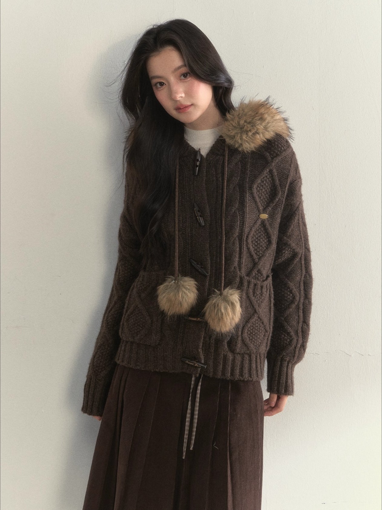 Wool Cable Hooded Sweater