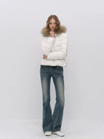 Fur Collar Belted Down Jacket