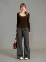 Bow Detail Straight Pants