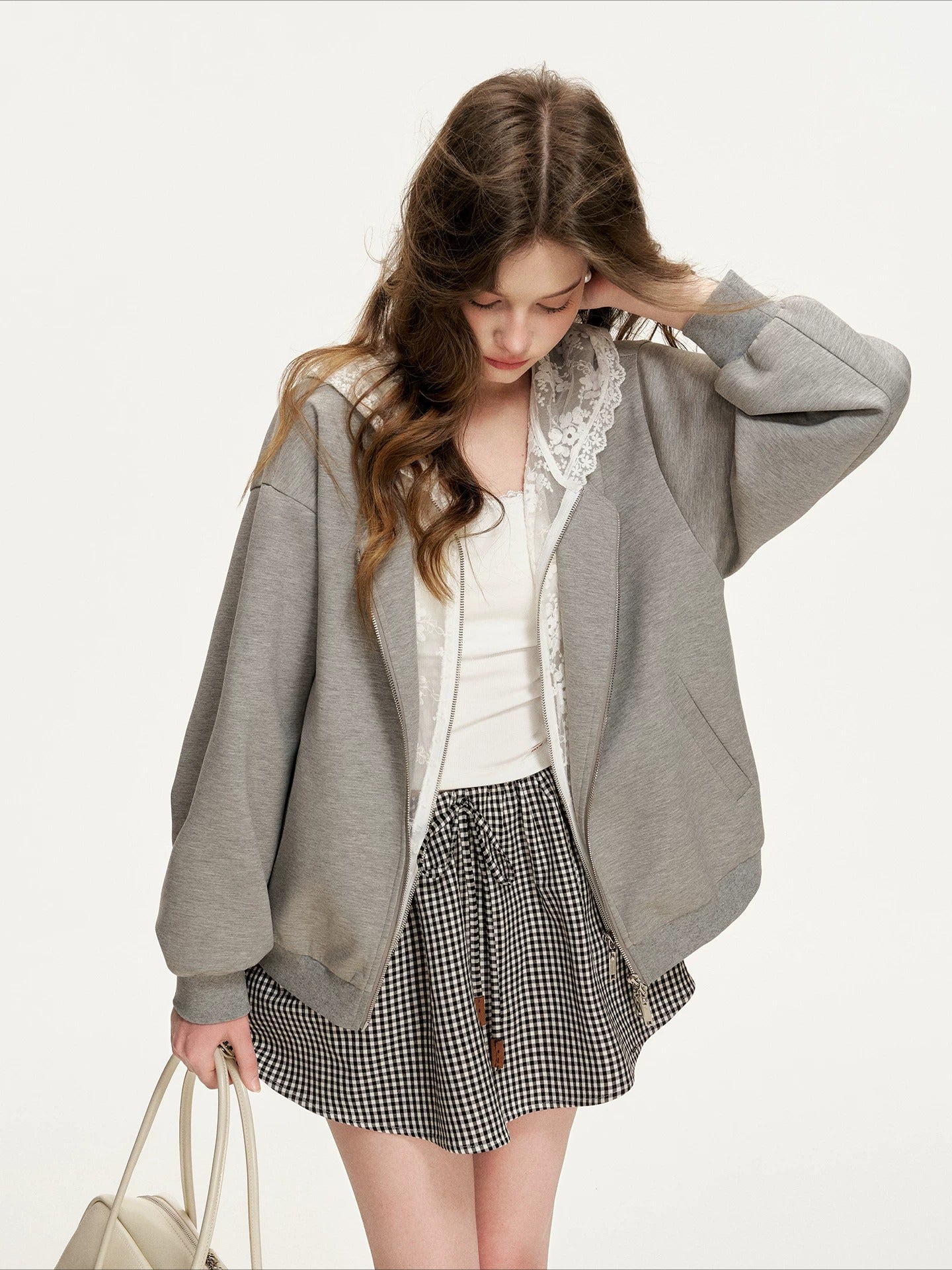 Lace Hooded Zip Jacket