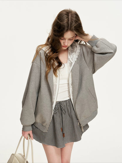 Lace Hooded Zip Jacket