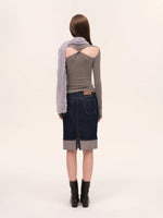 Vintage Foldover Buttoned Denim Skirt