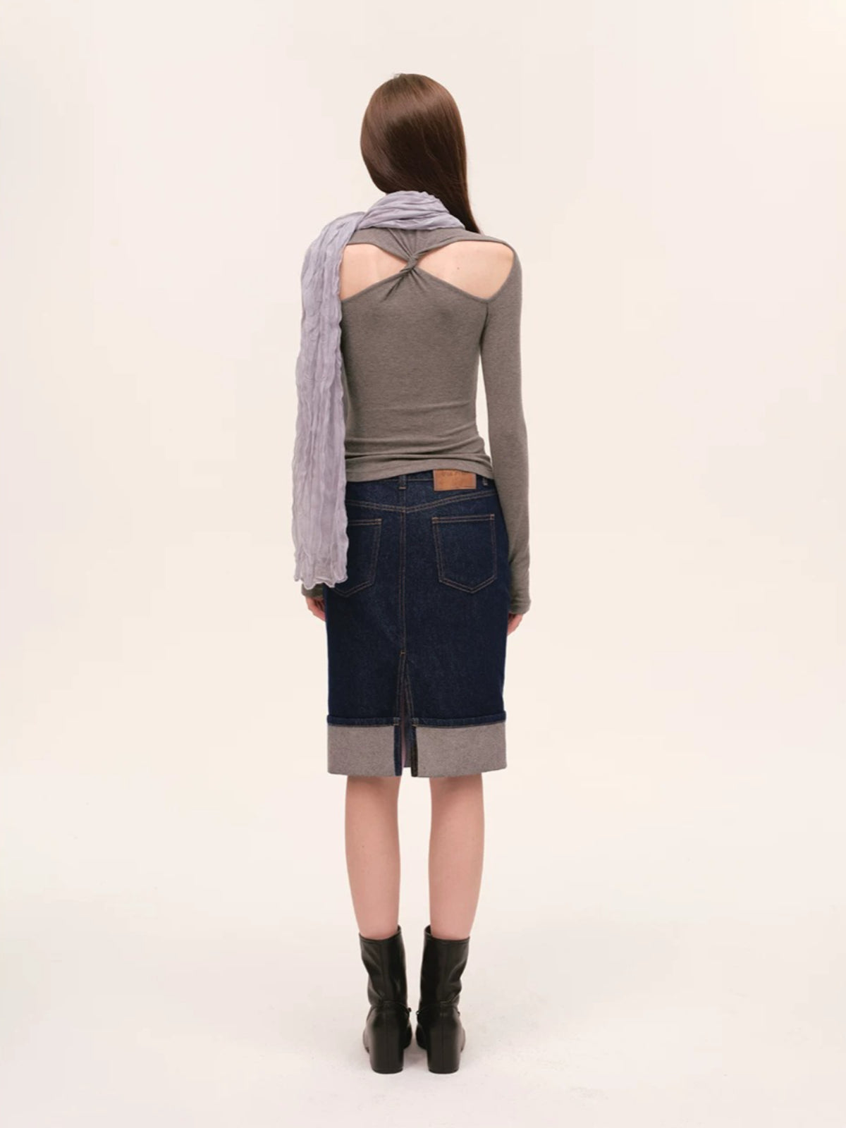 Vintage Foldover Buttoned Denim Skirt
