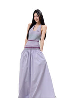 Lurex Halter V-Neck Backless Maxi Dress