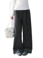 Star Detail Wide-Leg Pants