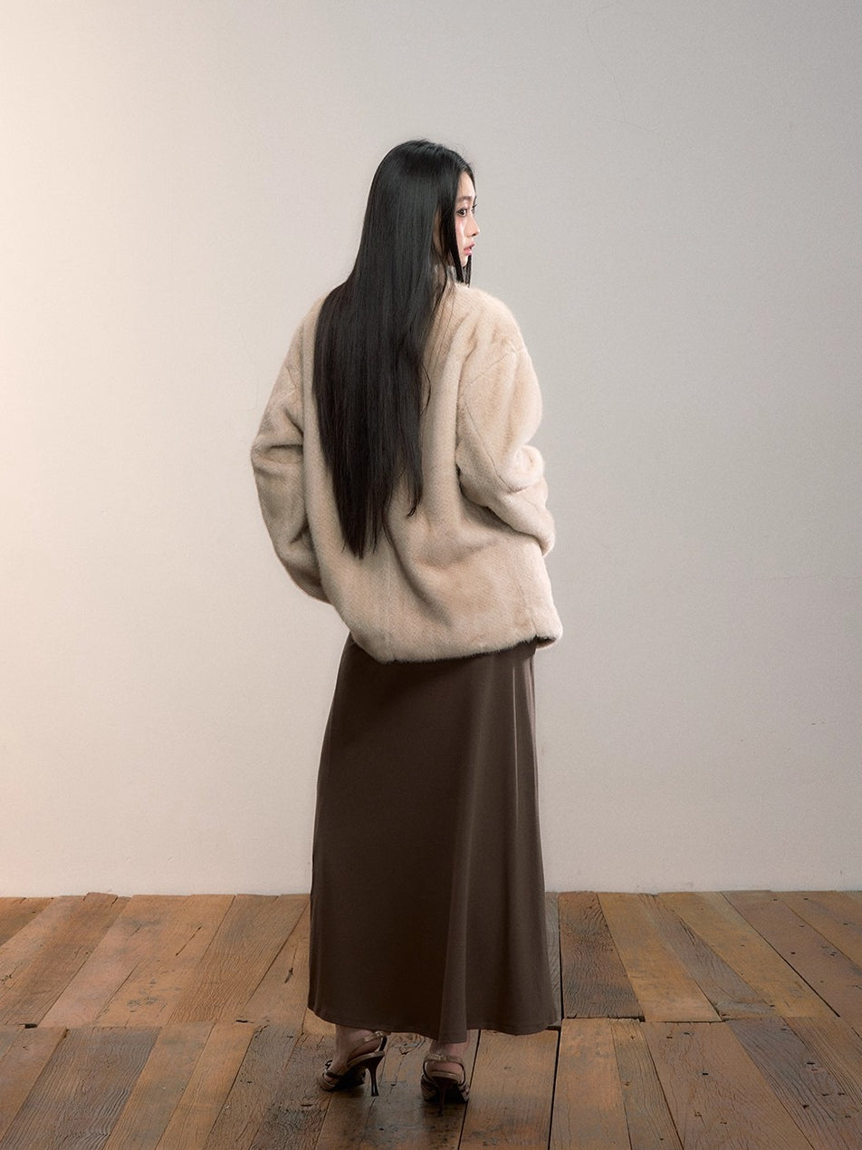 Ombre Faux Fur Pocket Coat