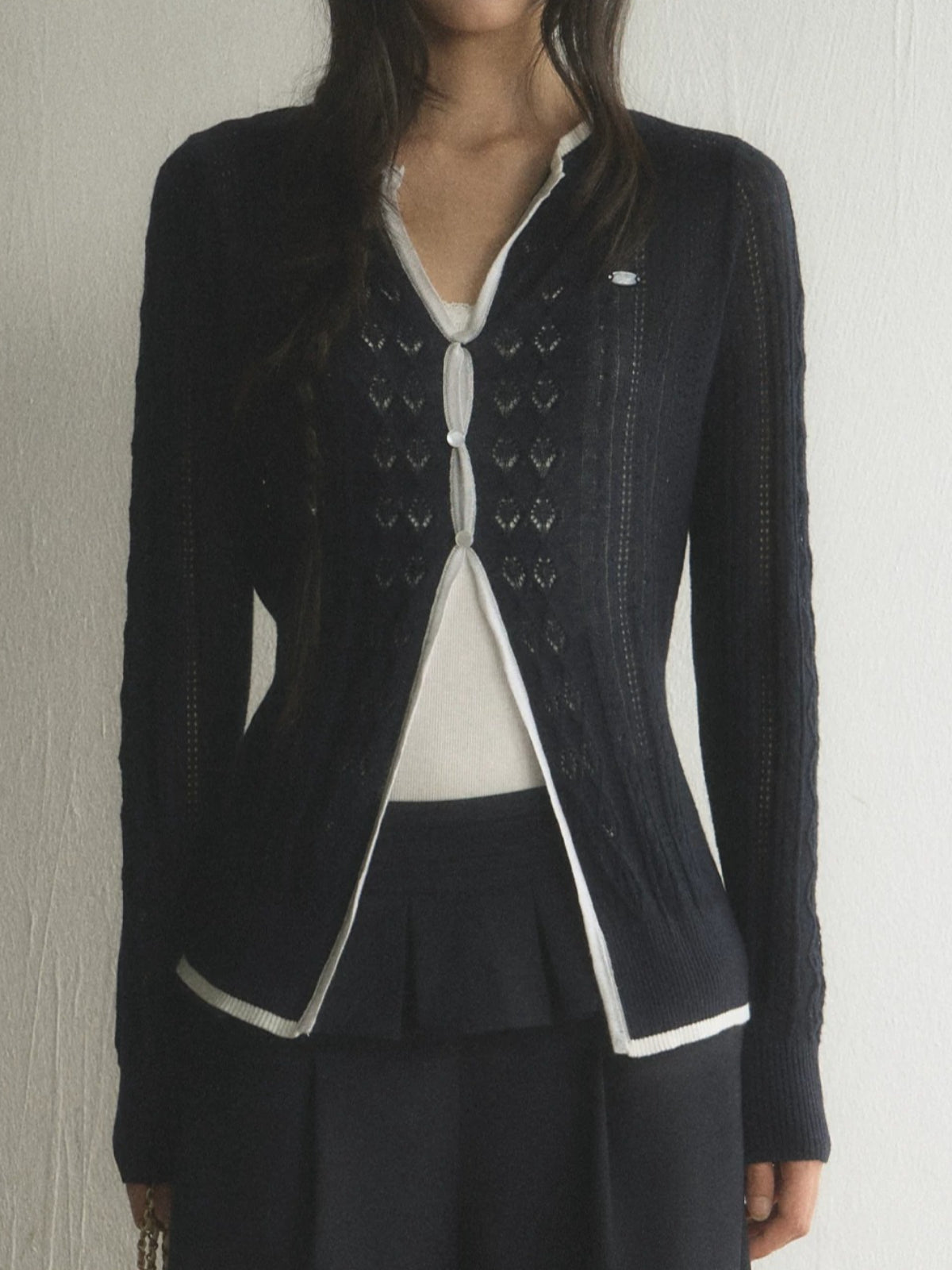 Contrast Trim Knit Cardigan