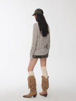 Icelandic Animal Jacquard Cutout Knit Sweater
