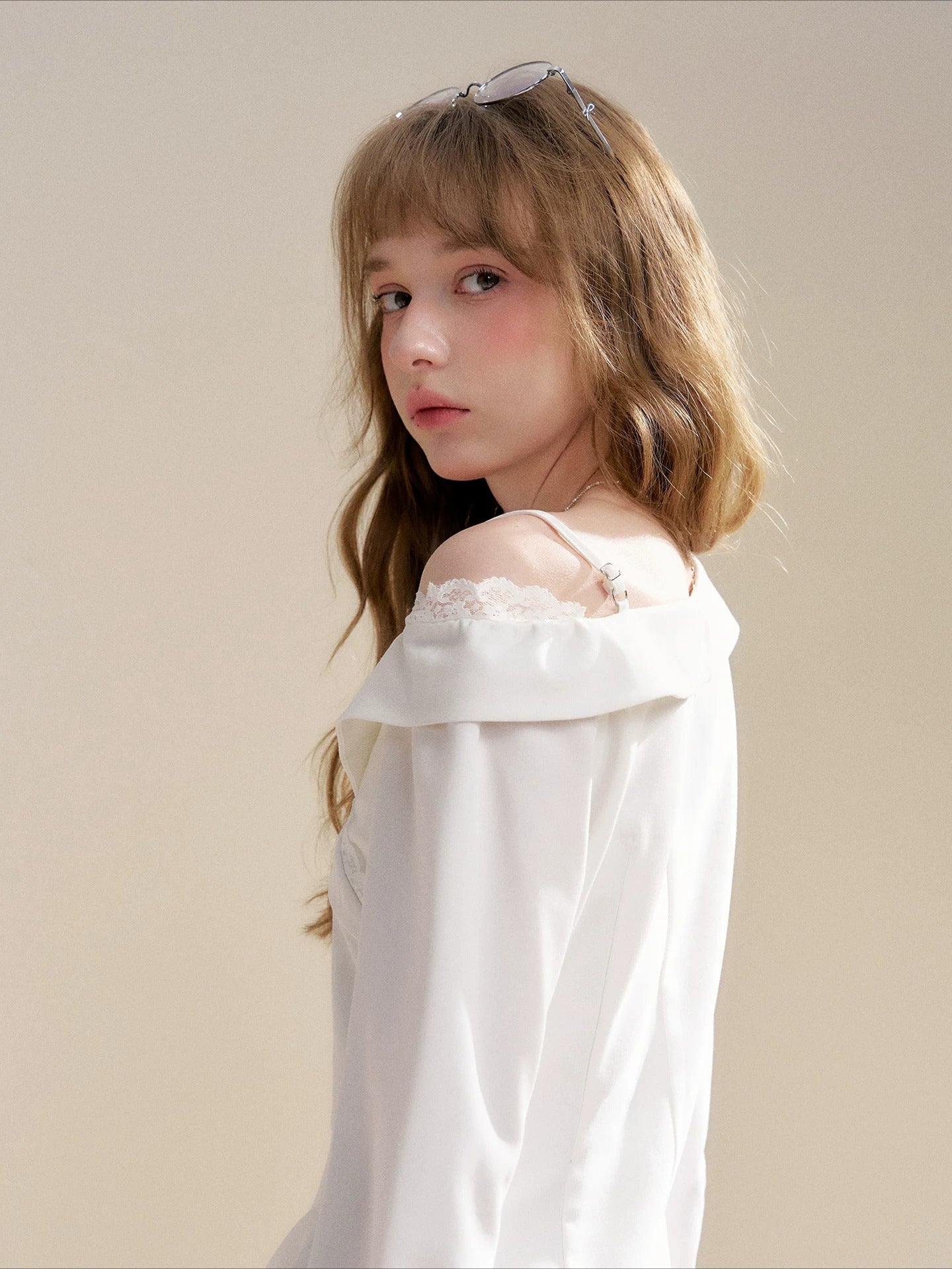 White Asymmetric Lapel Dress