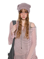 Striped Lace-Up Henley Top