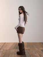 Lace-Trim V-Neck Long-Sleeve Knit Top
