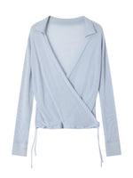 Silk Cross V-neck Knit Top