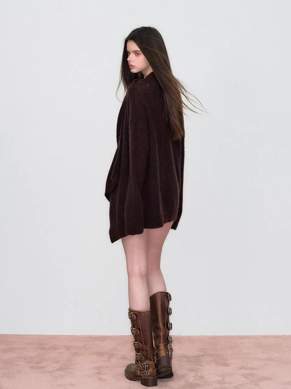 Draped Shawl Knit Sweater