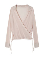 Silk Cross V-neck Knit Top