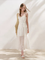 Apricot Embroidered Lace Midi Dress