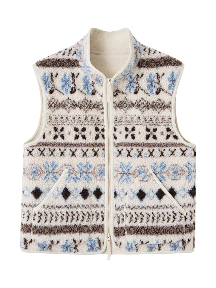 Fair Isle Patterned Fleece Vest