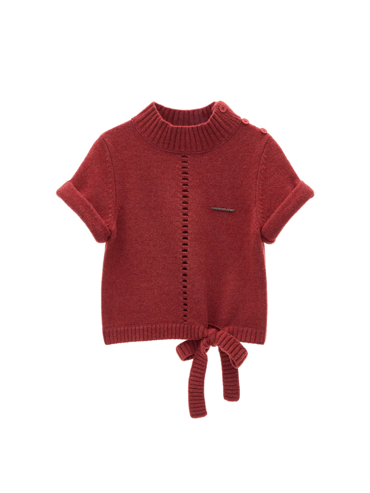 Wool Blend Tie Detail Knit Top