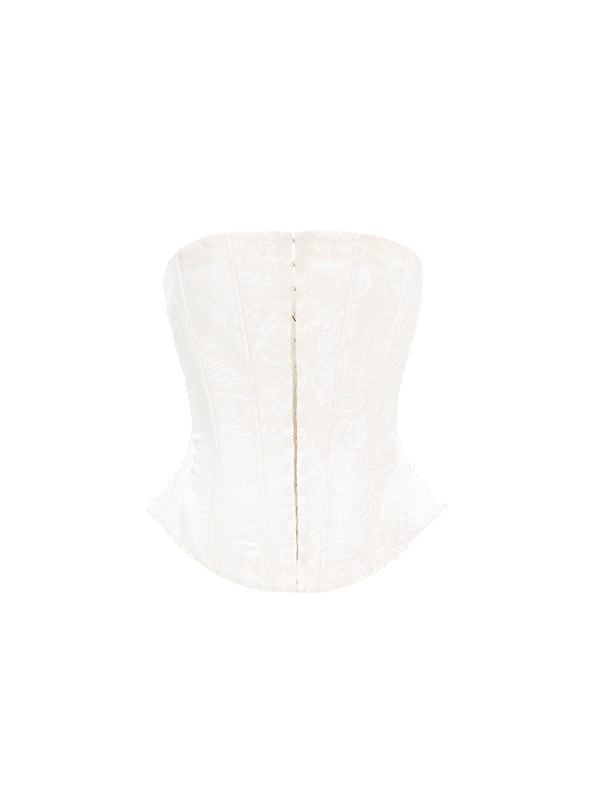 White &amp; Black Jacquard Corset