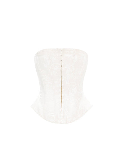 White &amp; Black Jacquard Corset