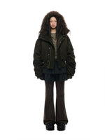 Vintage Hooded Fur Trim Down Jacket