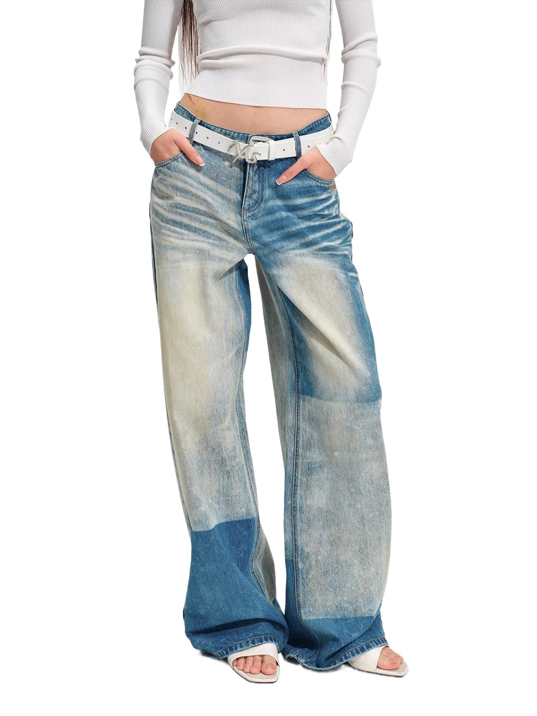 Equestrian Panel Wide-Leg Jeans