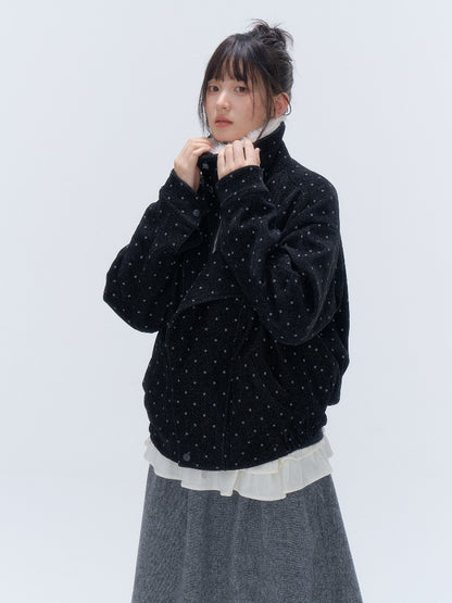 Detachable Faux Fur Polka Dot Parka