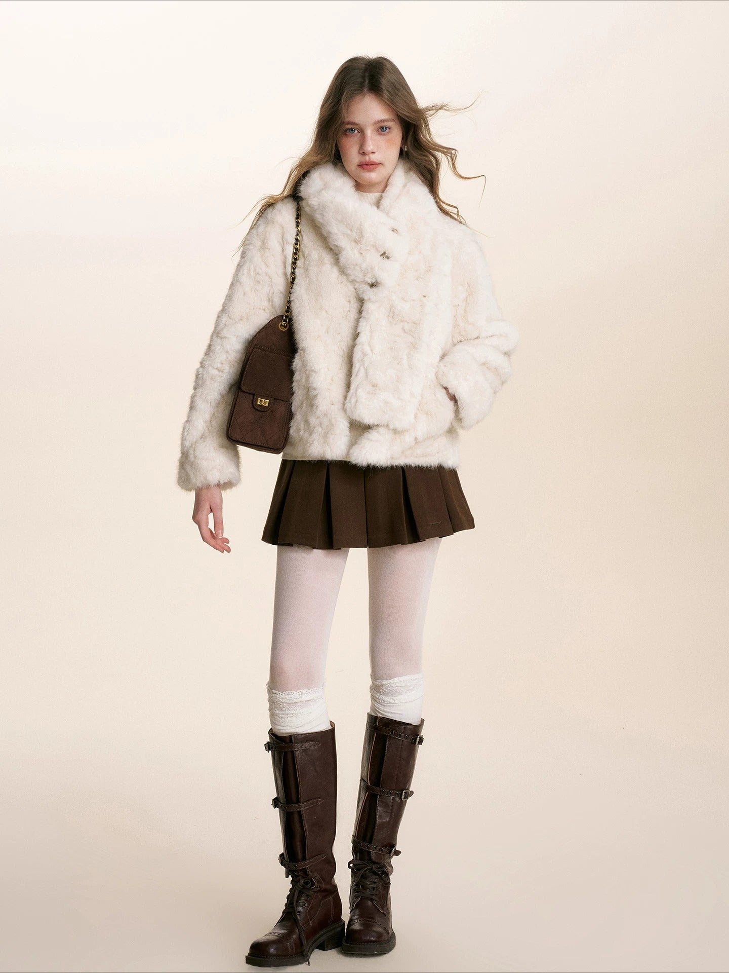 Detachable Scarf Plush Jacket