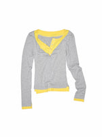 Contrast Layered Henley Blouse