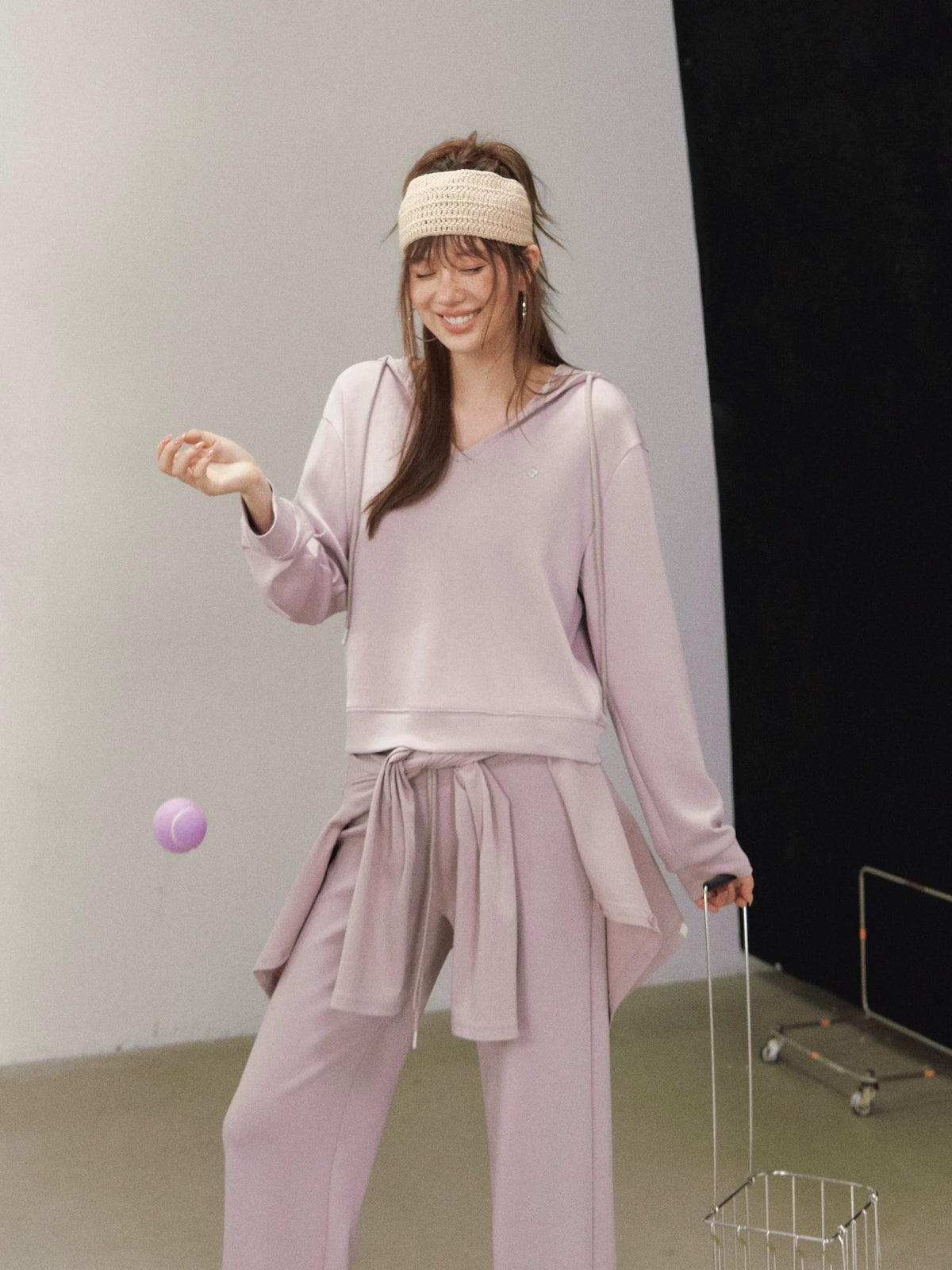 Layered Hoodie Cardigan &amp; Pants Set