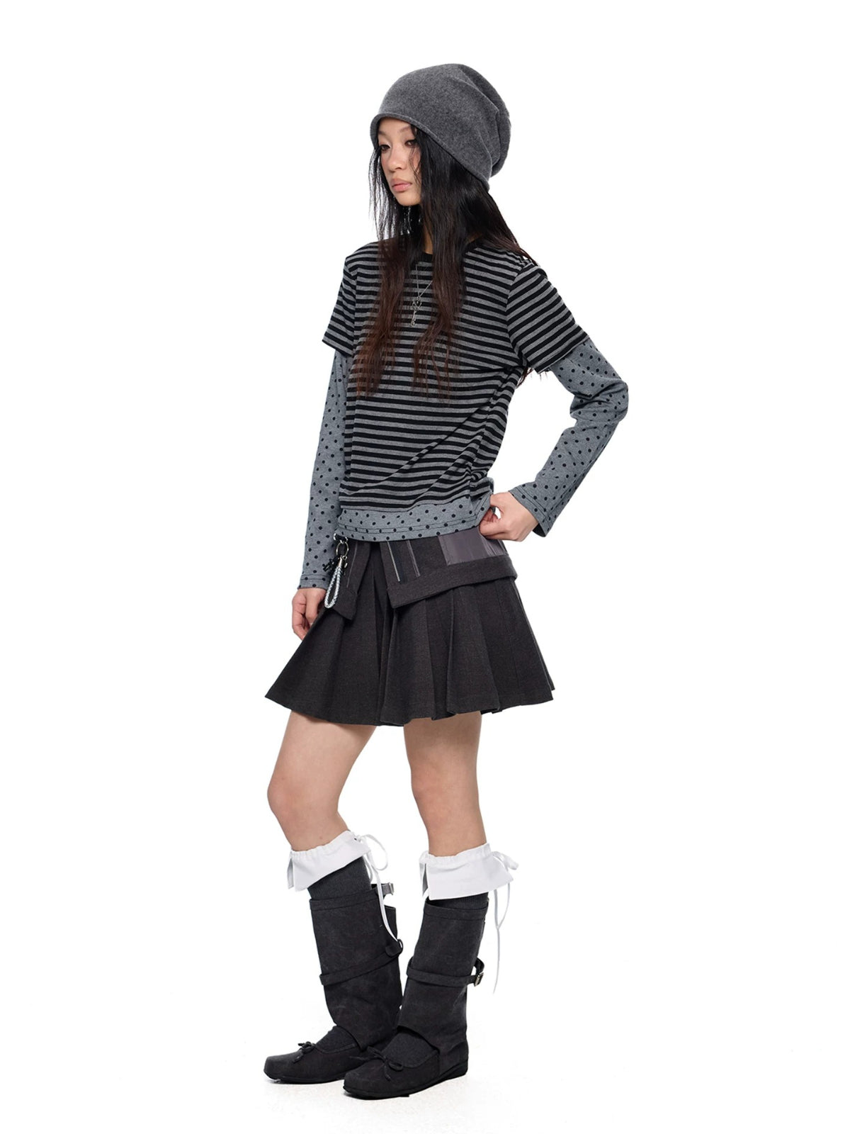 Polka Dot Striped Layered Top