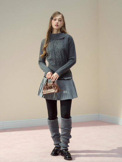 Cable-Knit Mock-Neck Sweater