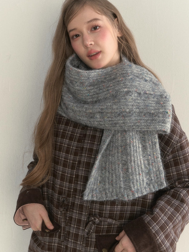 Speckled Cable Wool Scarf