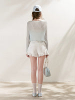 White & Blue Tie Knit Cardigan
