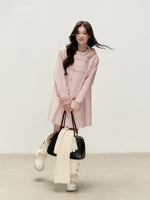Plaid-Trim Hooded Double-Breasted Coat
