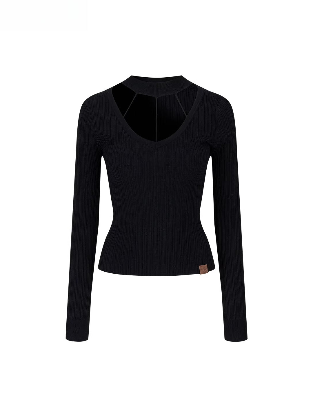 Choker Neck Halter Slim-Fit Knit Top