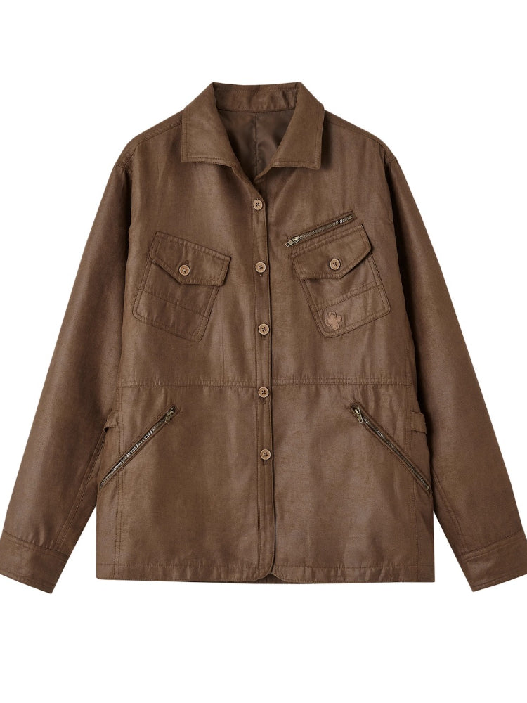 Multi-Pocket Suede Jacket
