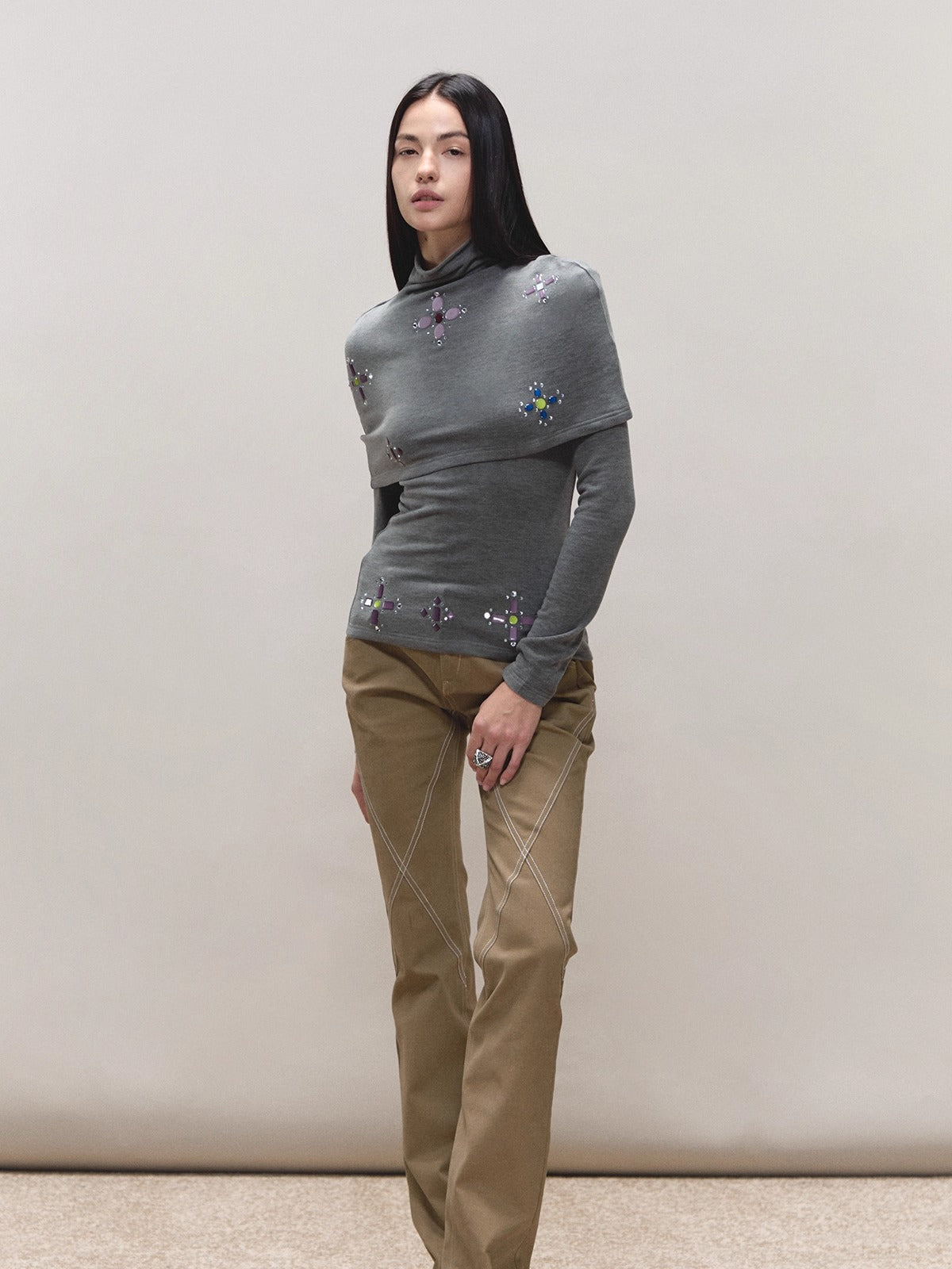 Gem-Detail Two-Piece Knit Set