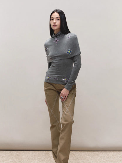 Gem-Detail Two-Piece Knit Set