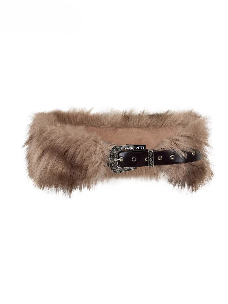 Faux Fur Shoulder Wrap / Vest / Belt