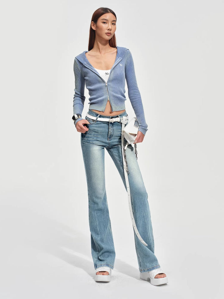 +5CM N5 Wave Washed Straight Jeans