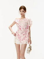 Island Print One Shoulder Top