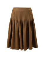 Side-Button Faux Suede Pleated Skirt