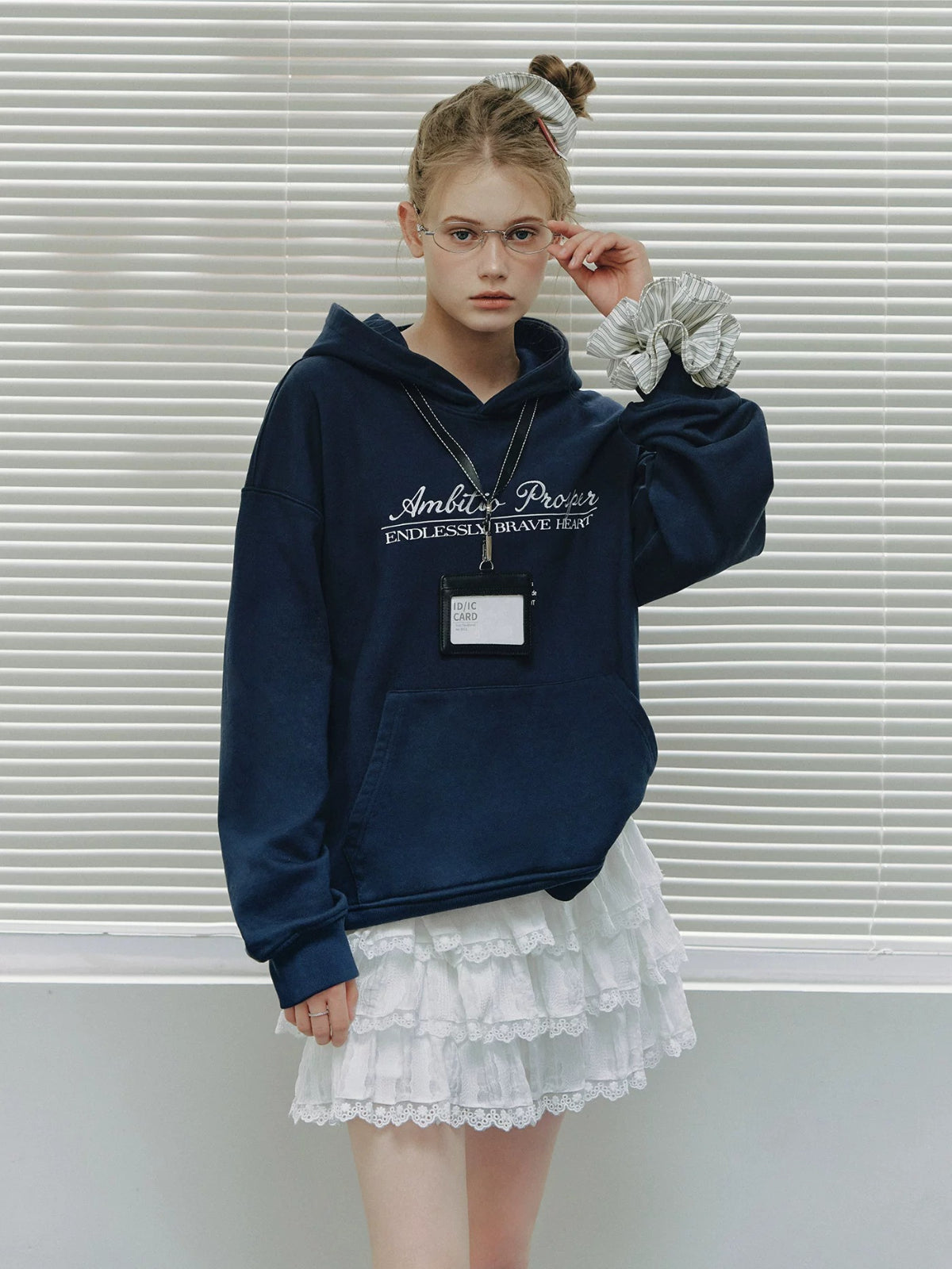College Embroidered Cotton Hoodie