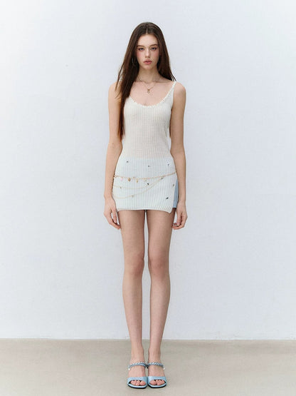 Rhinestone Slit Cami Top
