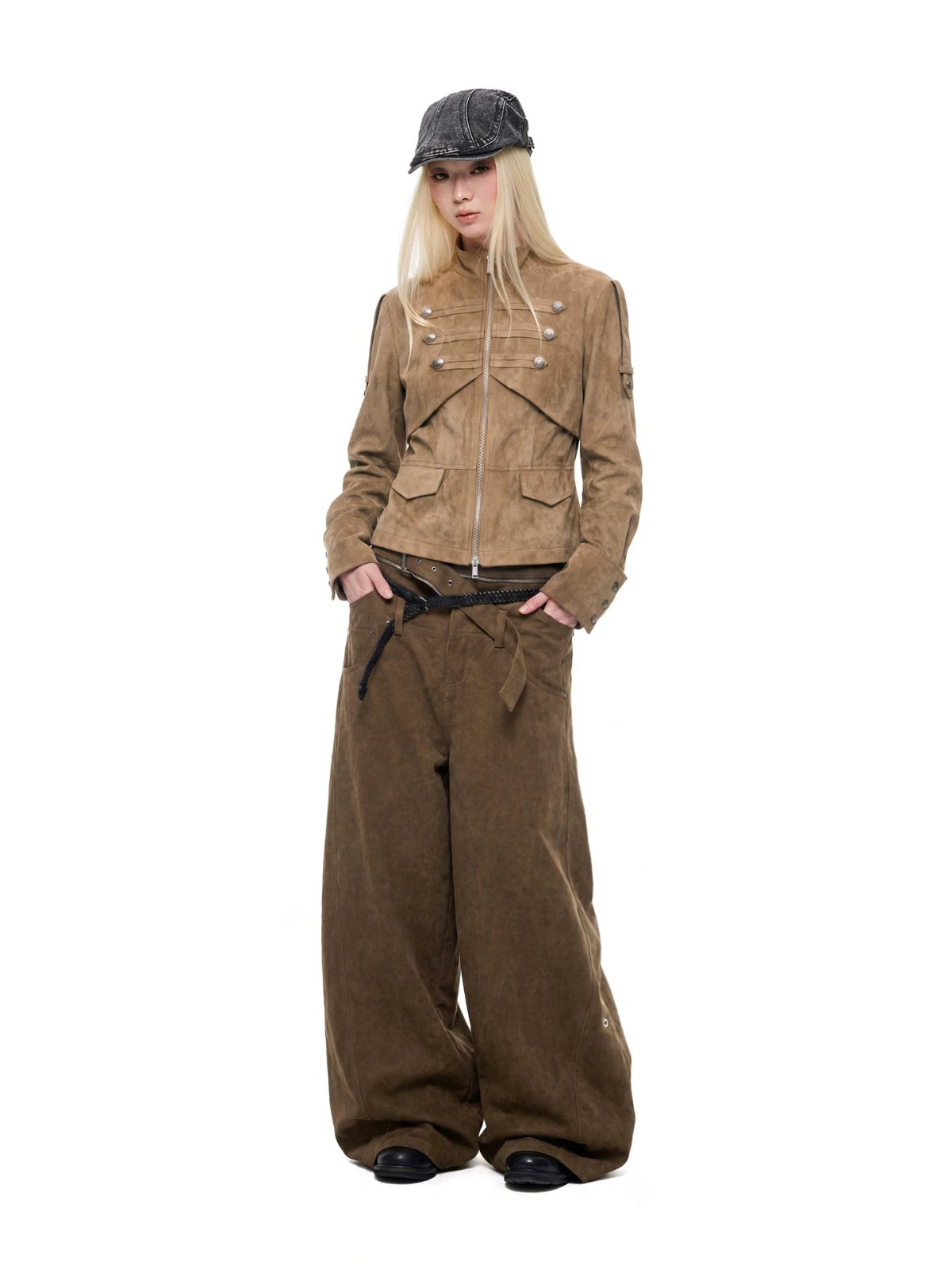 Vintage Suede Stand Collar Jacket