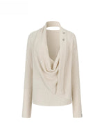 Shiny Design Cowl Neck Wool Knit Sweater